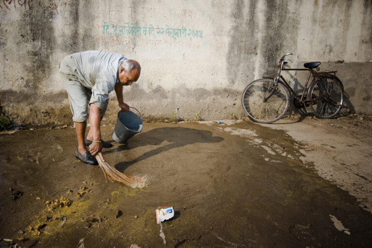A Dalit manual scavenger in Nasik, Maharashtra, India.