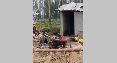 Video footage shows destruction to Muslim homes in Doodhi Bhitta village.