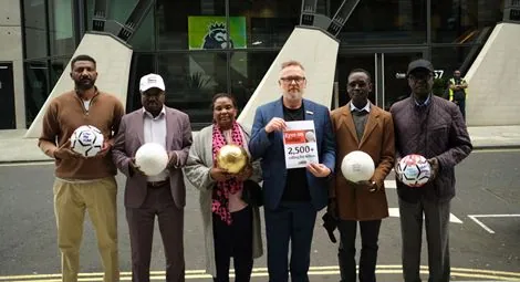 Protesters outside the Premier League headquarters in London. Credit: CSW