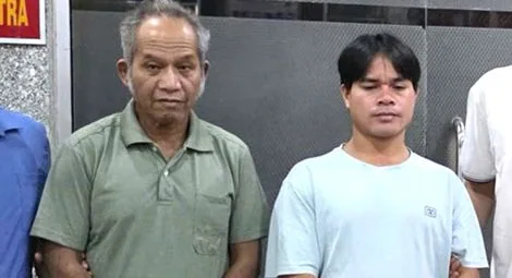 Pastor Siu Yui (L) and Siu Dok (R) at the investigative agency. Credit: Gia Lai Police.