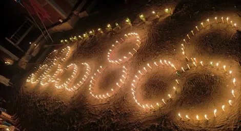 Thadingyut candlelit vigil in Bone To Village. Credit: Facebook/Youth Strength Strike Column