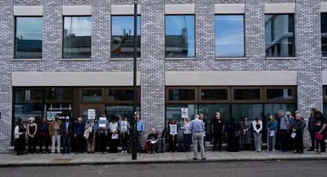 Protesters outside the Eritrean Embassy in London.