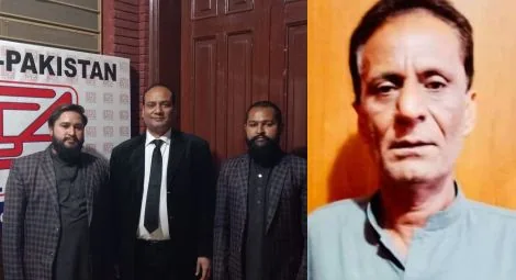 Rocky and Raja Masih with lawyer Tahir Bashir (L, Credit:Facebook/Tahir Bashir), and Notan Lal (R)