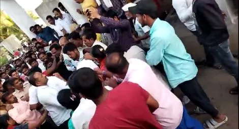Video footage shows Mr and Mrs Chavhan surrounded by villagers in Uppaladinni