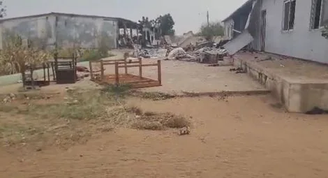 Video footage shows destruction to the Dar al-Arqam IDP camp.