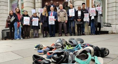 Caption: Protesters outside the Nigerian High Commission in London. Credit: CSW