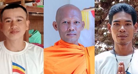 (L-R) Thac Nga, Venerable Kim Som Rinh and Thac Xuan Dong. Credit: Voice of Khmer Krom