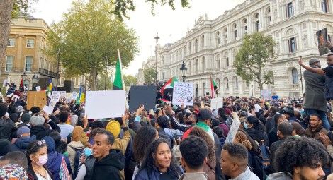Anti-coup protesters in London. 30 October 2021.