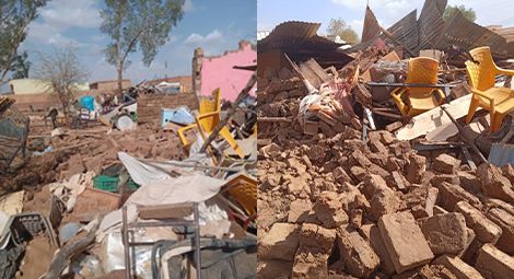 Demolished buildings belonging to a Pentecostal church in Khartoum