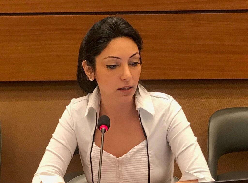 Dabrina Bet Tamraz giving evidence at the UN