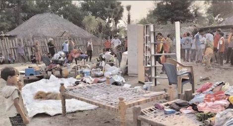 Belongings removed from the homes of six Christian families in Karingundam Village.