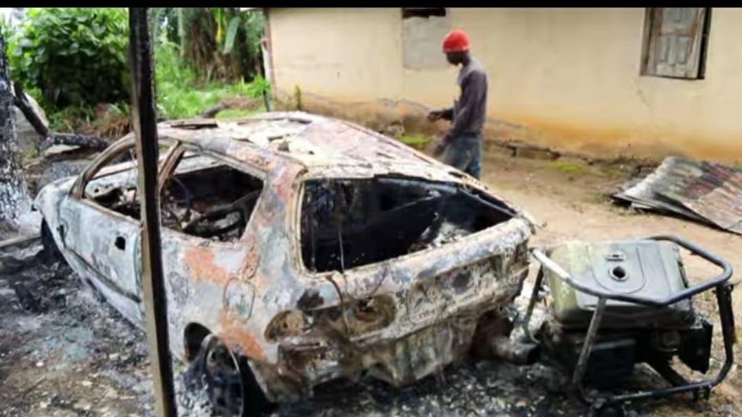Destruction in one of the villages attacked in Zangon Kataf LGA