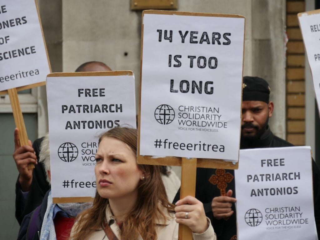 Heather Fenton protesting
