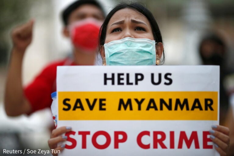 Myanmar citizens protest in Bangkok