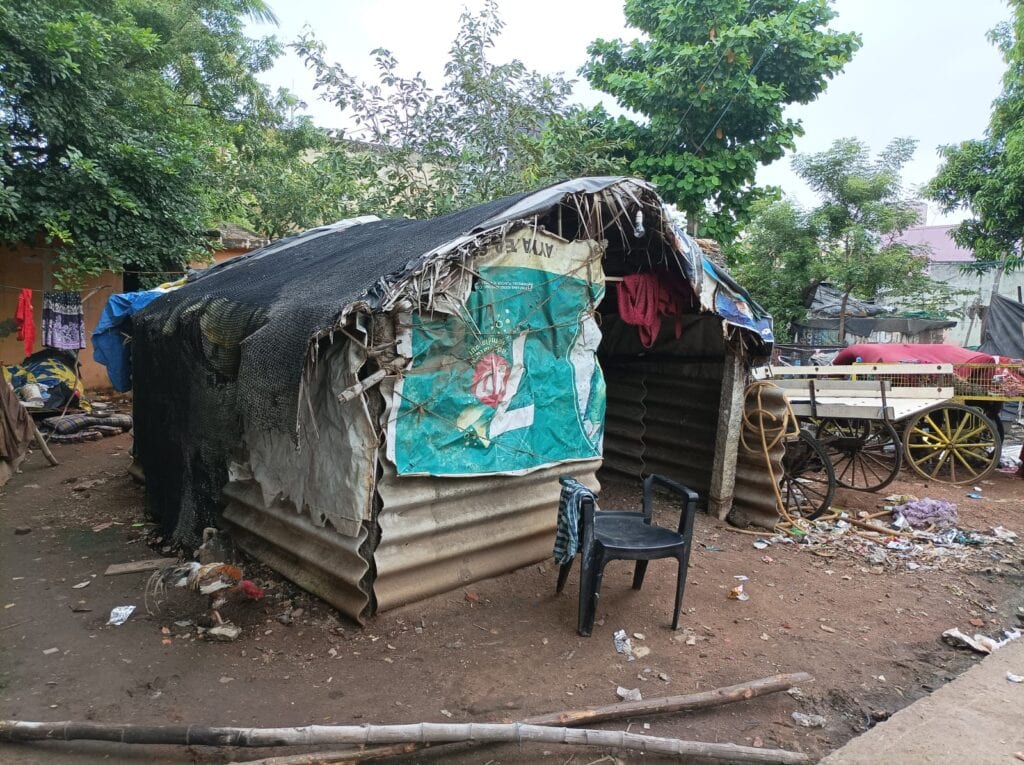 A hut in Mappedu, on the outskirts of Chennai, India.
