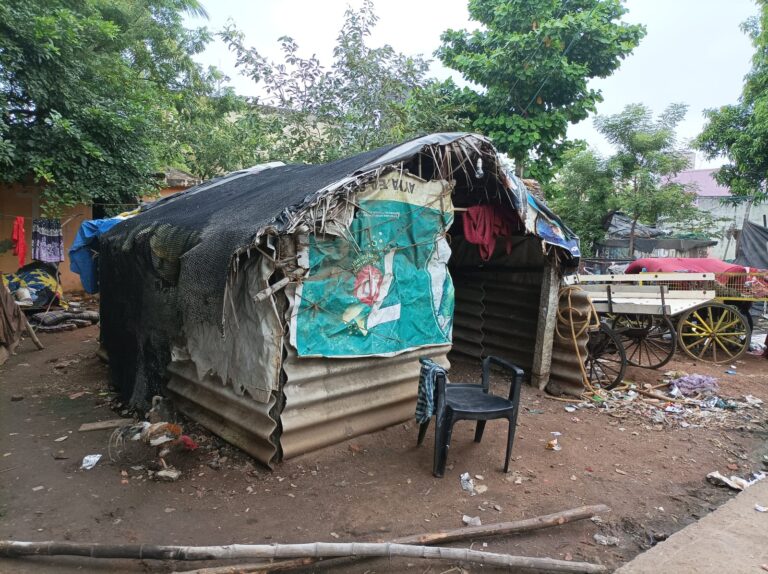 A hut in Mappedu, on the outskirts of Chennai, India.